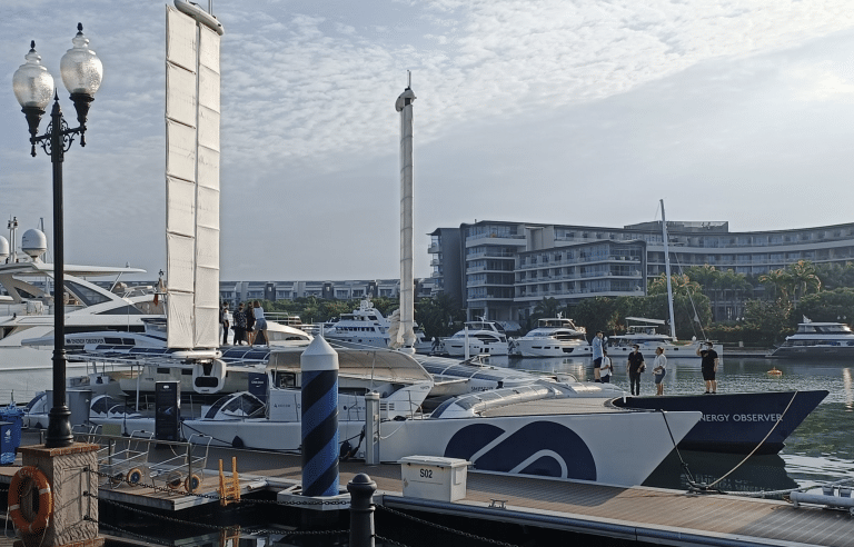 Energy Observer Boat in a Marina in Singapore