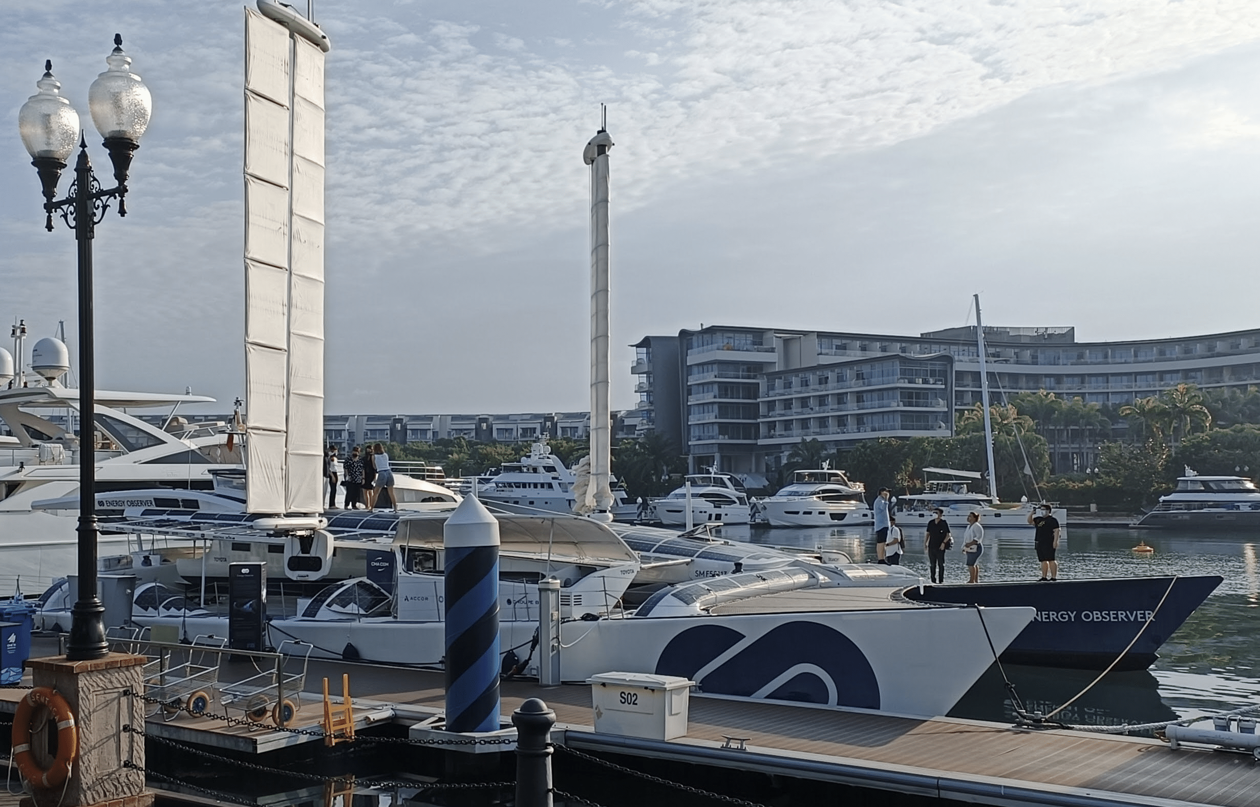 Energy Observer Boat in a Marina in Singapore