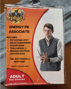 Meme Halloween Costume of Private Equity Associate in Energy Sector